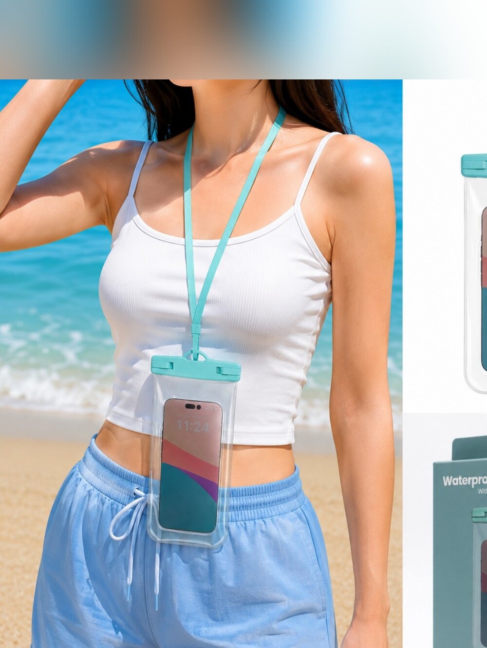 🍎 Nwt Waterproof Phone Pouch with Neck Lanyard Universal Clear Dry Bag Case